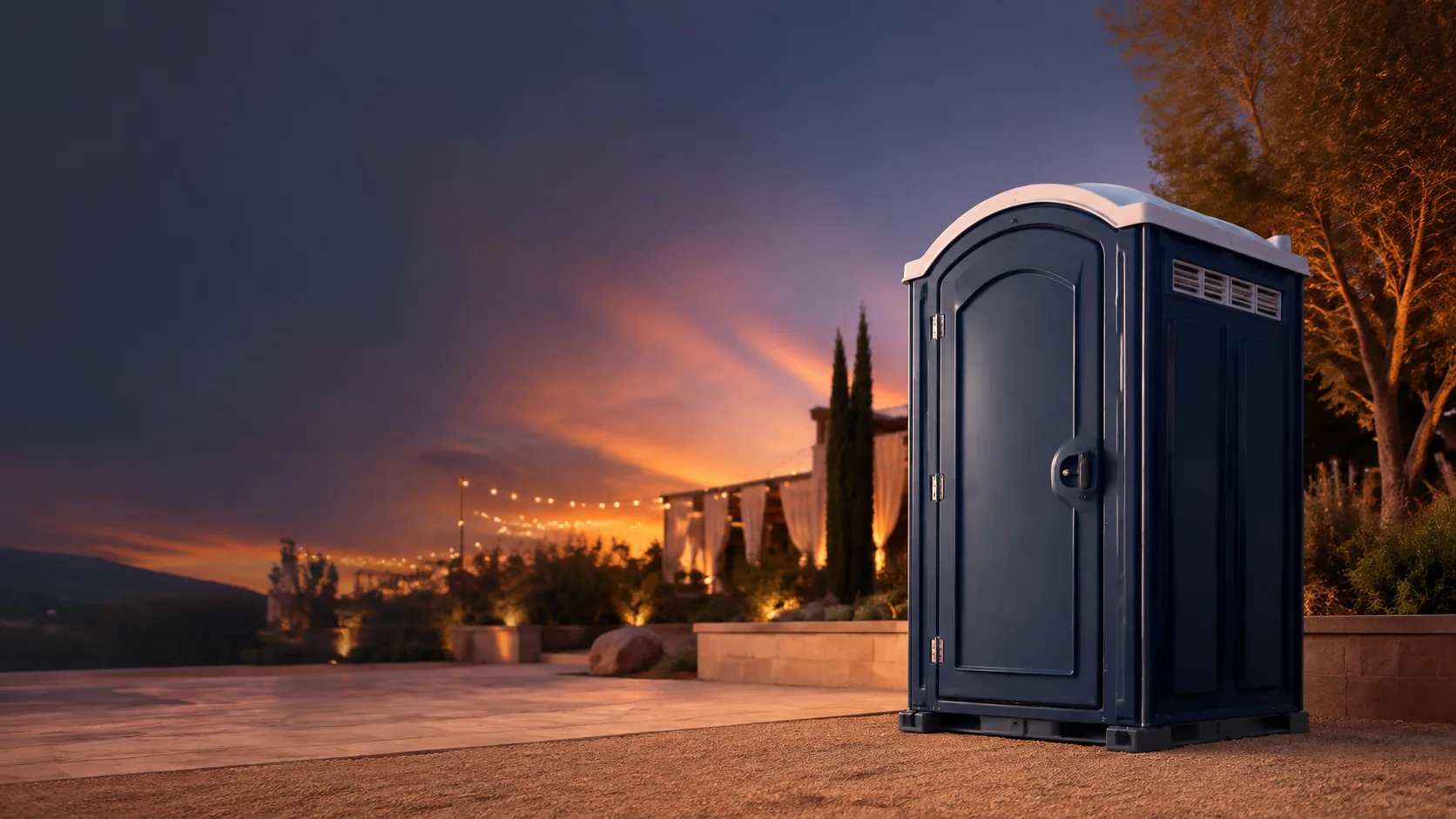 Portable restroom shown for rental planning in Oswego, IL